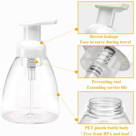 Oval Clear Plastic Soap Dispenser Pump Bottles with 10 oz Capacity 6 Pack